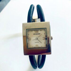 Joe Boxer Watch Women 24mm Silver Tone Black Band